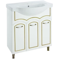 Тумба с раковиной белый глянец золотая патина 79,5 см Bellezza Амелия 4630313000389 + 4690311008985