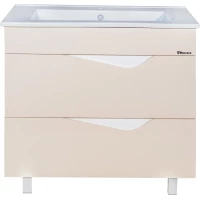 Тумба с раковиной бежевый глянец/белый глянец 85 см Bellezza Эйфория 4639114000079 + 4640021062227