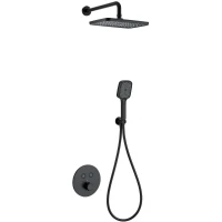 Душевой комплект Wonzon & Woghand WW-D2017-A-MB 300x200 мм, с термостатом, черный матовый