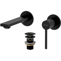 Смеситель для раковины Lemark Valday LMF-8133B-BL встраиваемый, с донным клапаном, черный матовый