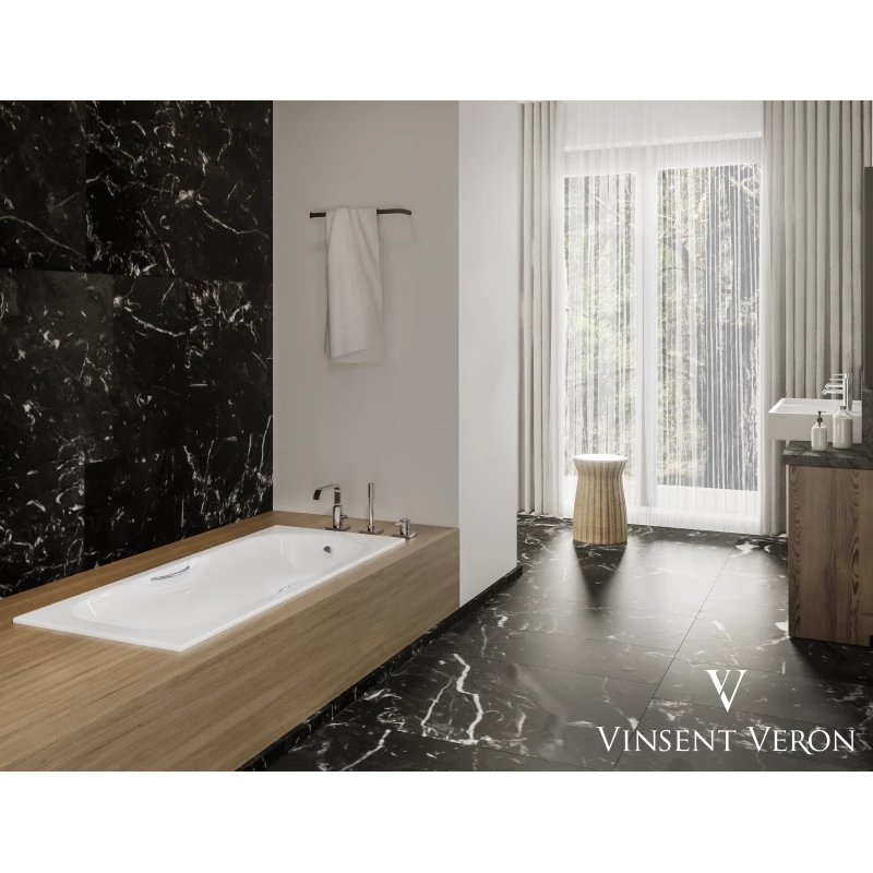 Чугунная ванна 150x75 см с отверстиями для ручек Vinsent Veron Aura VAU1507542H