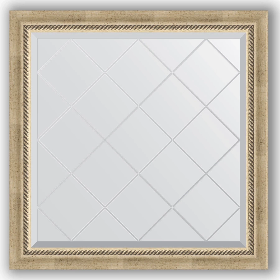 Зеркало 83x83 см состаренное серебро с плетением Evoform Exclusive-G BY 4304