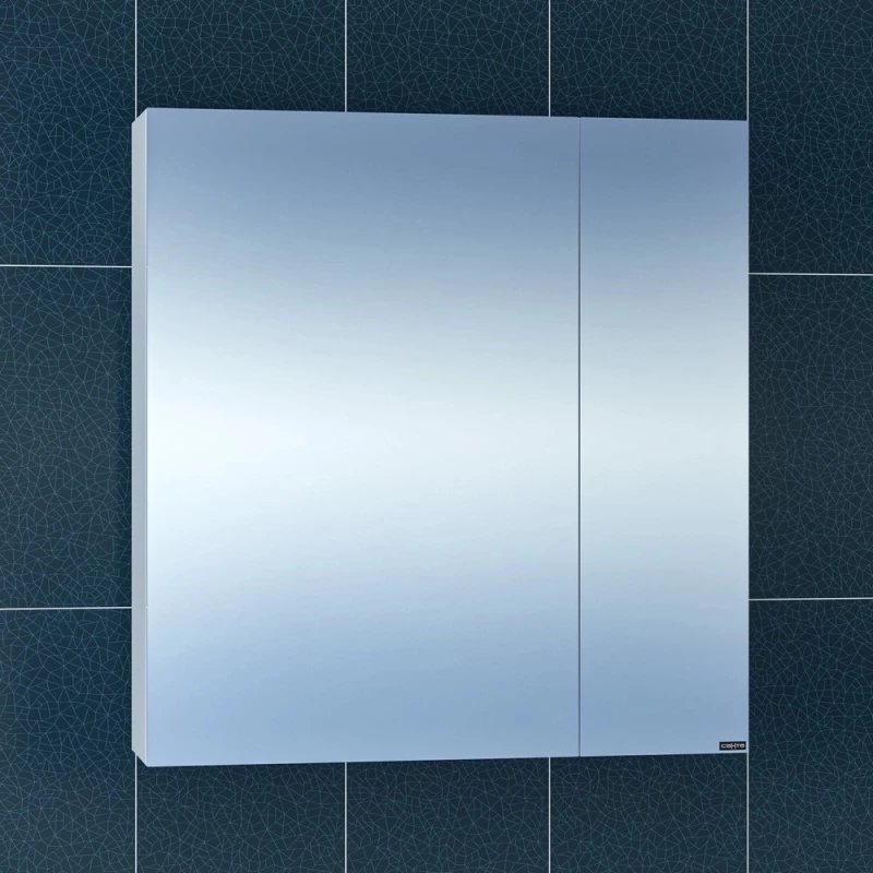 Зеркальный шкаф 66,7x73 см белый глянец Санта Стандарт 113008