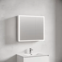 Зеркальный шкаф Sancos Evoke SC8080 80x70 см L, с LED-подсветкой, сенсорным выключателем, серый матовый