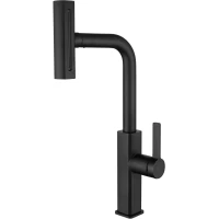 Смеситель для кухни Fmark FS8266H с выдвижным изливом, черный матовый