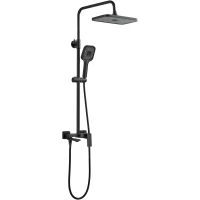 Душевая система Shevanik S9636H 290x195 мм, со смесителем, черный матовый