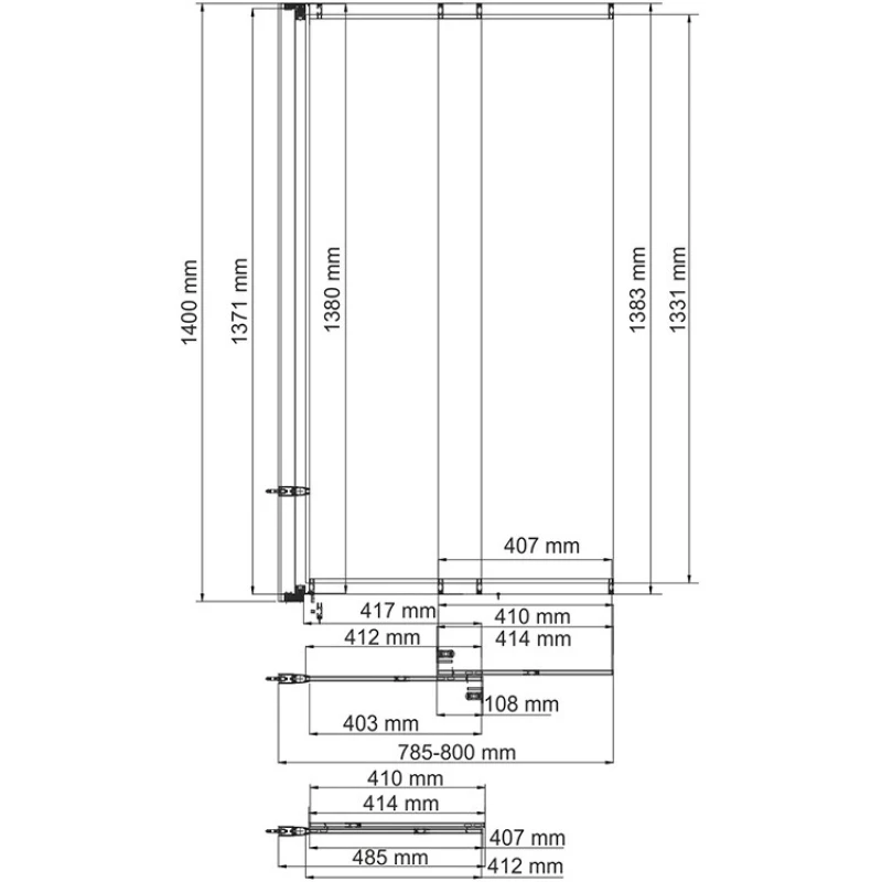 Шторка для ванны 80 см WasserKRAFT Dill 61S02-80 прозрачное