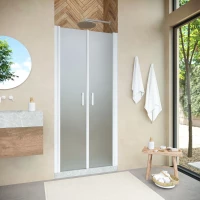 Душевая дверь Vegas Glass E2P NOVO h2000 120 01 10 120 см, профиль белый, стекло сатин