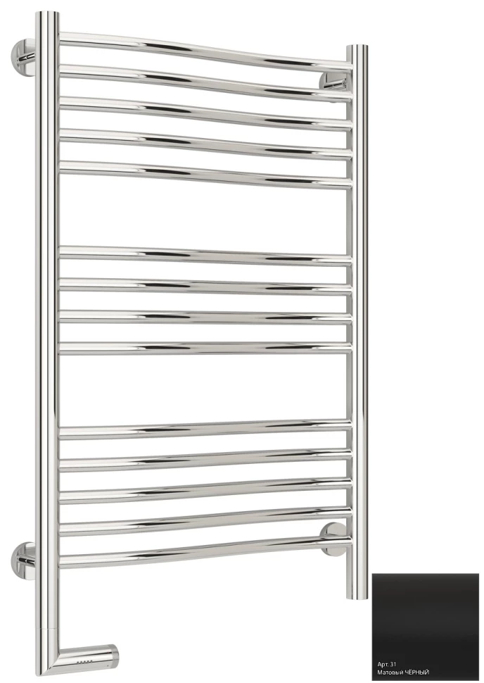 

Полотенцесушитель электрический 800x500 черный матовый МЭМ левый Сунержа Флюид 2.0 31-5220-8050