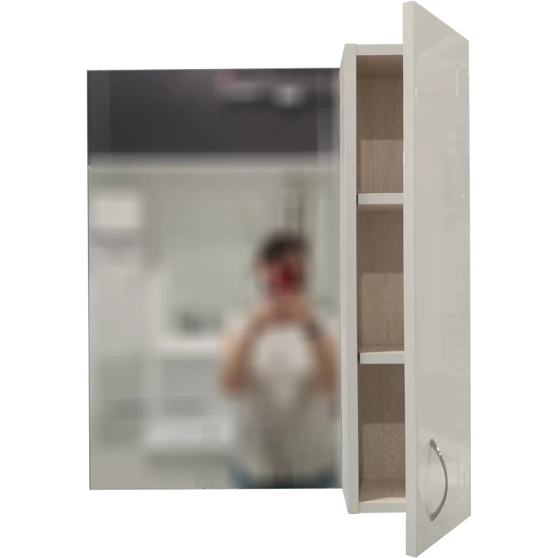 Зеркальный шкаф 60x70 см белый глянец/белый матовый R Corozo Олимп SD-00000653