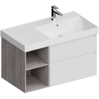 Тумба белый матовый/дуб орегон 87,8 см Kerama Marazzi Cubo CUB.90Rh\WHT.M