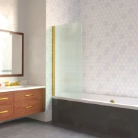Шторка на ванну Vegas Glass EV LUX 75 09 Moru L 75 см L, профиль золотой, стекло рифленое