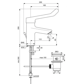 Изображение товара смеситель для раковины с донным клапаном ideal standard ceraplus 2.0 bc097aa
