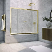 Шторка на ванну Vegas Glass Z2V TUR NOVO 155 09 01 155 см, профиль золотой, стекло прозрачное