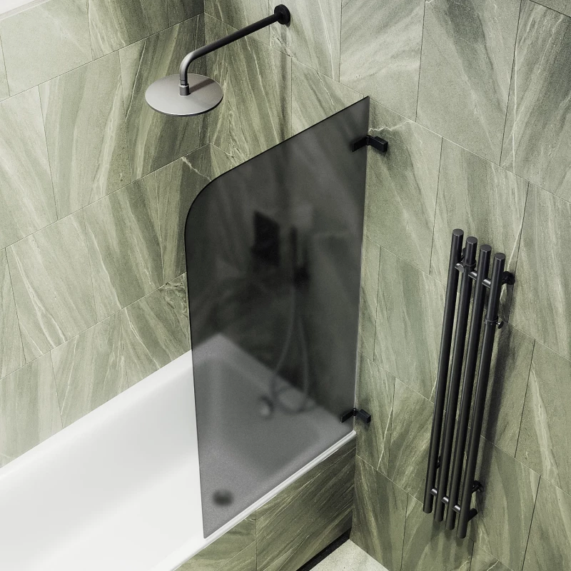 Шторка на ванну MaybahGlass MGV-653-6 70,5 см R, профиль черный матовый, стекло графитовое матовое