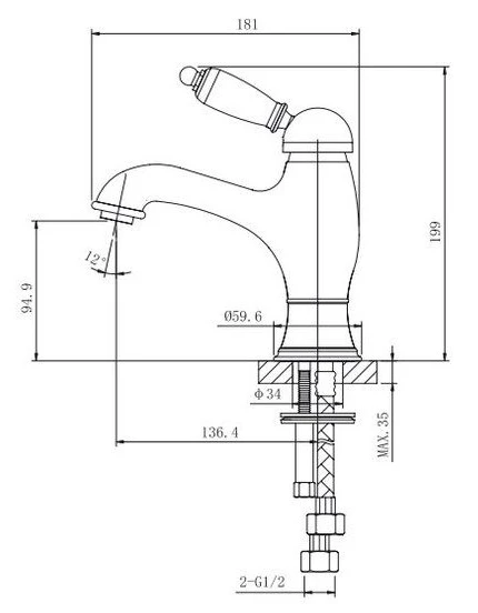 Смеситель для раковины с донным клапаном Caprigo Adria Uno Metal Edition 02M-520-vot - фото 2