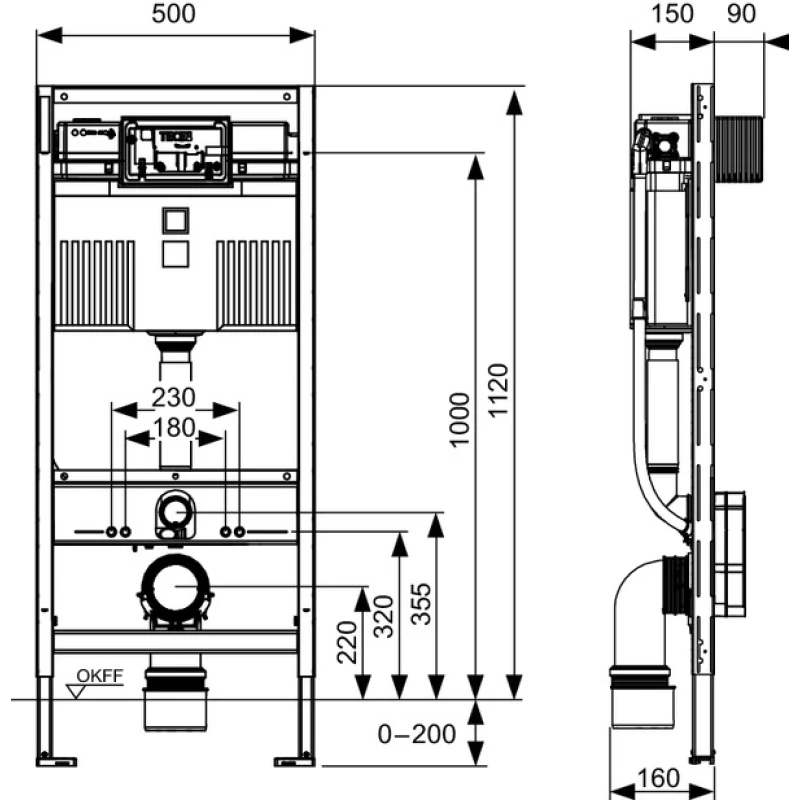 Комплект подвесной унитаз MEER MR-2108 + система инсталляции Tece 9300302 + 9240407