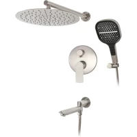 Душевой комплект Hansberge H6095NK 300 мм, со смесителем, никель