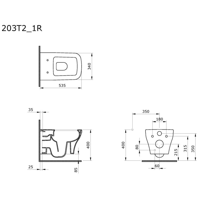 Унитаз подвесной Ambassador Benefit 203T20301R-202T20301 безободковый, с сиденьем микролифт, серый матовый