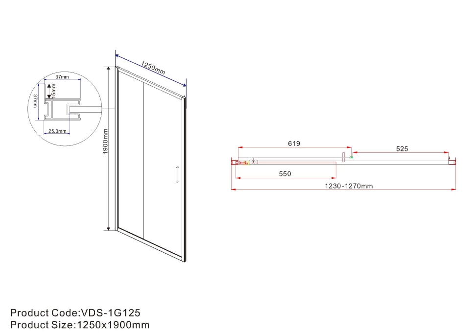 Душевая дверь 125 см Vincea Garda VDS-1G125CL прозрачное - фото 5