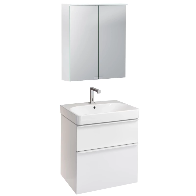 Зеркальный шкаф 60x7,7 см белый матовый Geberit Option Basic 500.273.00.1