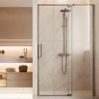 Душевая дверь Vincea Extenza VDP-4EX1112CLGM 109-122 см, профиль вороненая сталь, стекло прозрачное