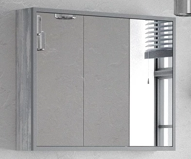 Зеркальный шкаф 90x70 см арт/серый Corozo Айрон SD-00000281