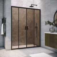 Душевая дверь Vegas Glass Z2P NOVO h2000 175 02M 05 175 см, профиль черный матовый, стекло бронза