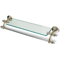 Полка стеклянная с полотенцедержателем Stil Haus Giunone G33(02) 60 см, хром/золотой