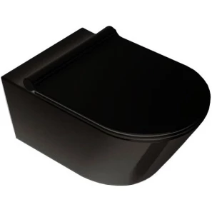 Изображение товара унитаз подвесной mira mr-b3649b безободковый, с сиденьем микролифт, черный глянец
