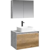 Комплект мебели бетон светлый/дуб балтийский 80 см Aqwella 5 Stars Mobi MOB0108BS + MOB0708DB + 641945 + MOB0408 + MOB0717BS