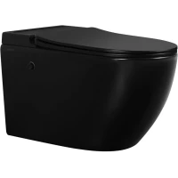Унитаз подвесной Abber Bequem AC1108PMB импульсный, безободковый, с сиденьем микролифт, черный матовый
