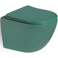 Унитаз подвесной SantiLine SL-5107 безободковый, с сиденьем микролифт, зеленый матовый