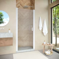 Душевая дверь Vegas Glass EP NOVO 85 01 Moru 85 см, профиль белый, стекло рифленое