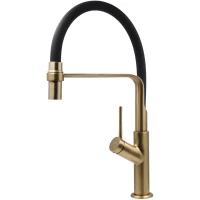 Смеситель для кухни Esko K50GB с гибким изливом, золотой матовый/черный