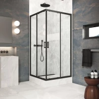 Душевой уголок Vegas Glass ZA Protec h1900 110 02M crystalvision 110x110 см, профиль черный матовый, стекло прозрачное