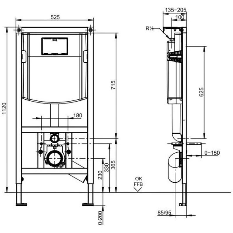 Комплект подвесной унитаз Art&Max Elegant AM9316CHR/SC + система инсталляции Villeroy & Boch 92246100