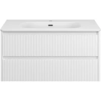 Тумба под раковину Brevita Riva RIV-07100-0102Я 99,4 см, подвесная, белый глянец