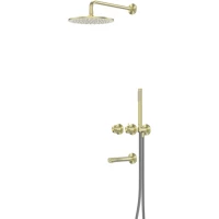 Душевой комплект Abber Emotion 316 AF8850BG 250 мм, с термостатом, золотой матовый