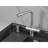 Смеситель для кухни Granula 5008, НЕРЖ CoolStart, с подключением к фильтру, нержавеющая сталь
