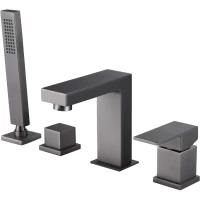 Смеситель на борт ванны Abber Daheim AF8213NG с душевым гарнитуром, никель