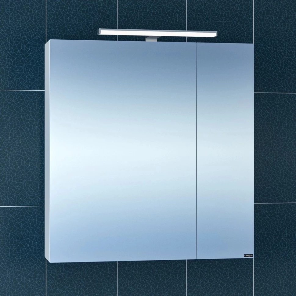 Зеркальный шкаф 66,7x73 см белый глянец Санта Стандарт 113009 универсальный зеркальный шкаф санта аврора 60 700333