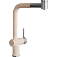 Смеситель для кухни Florentina Палермо 317.08H.1223.104 с выдвижным изливом, нержавеющая сталь/бежевый