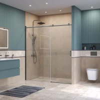 Душевая дверь BelBagno Soft Close SOFT_CLOSE-2-BF-1-180-C-GM 180 см, профиль оружейная сталь матовый, стекло прозрачное