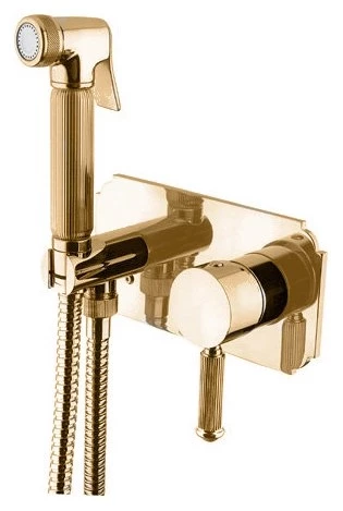 Смеситель с гигиеническим душем однорычажный золото 24 карата Cezares Olimp OLIMP-DIF-03/24-L