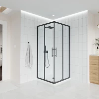 Душевой уголок Veconi Evo E3-B-10090-01-C9 100x90 см, профиль черный матовый, стекло прозрачное