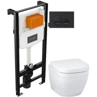 Комплект подвесной унитаз Grohe Euro Ceramic 39206000 + 39330001 + система инсталляции Jacob Delafon E24156-NF + E20859-7-BMT