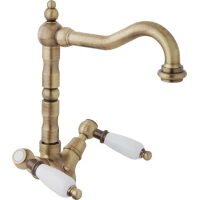 Смеситель для раковины с донным клапаном бронза, ручки белые Cezares First FIRST-LS2-02-Bi