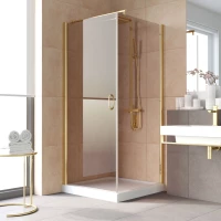 Душевой уголок Vegas Glass EP-Fis LUX 90*110 09 05 L 90x110 см L, профиль золотой, стекло бронза