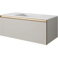 Тумба с раковиной Armadi Art Quatro Cashmere 790-M1-120-CM-MG-LED + 793-120-W 121 см, подвесная, с подсветкой, кашемир матовый